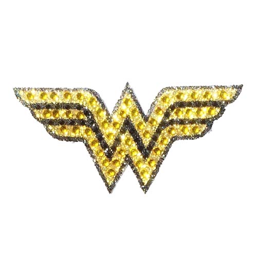 Wonder Woman Logo Yellow and Black Crystal Studded Small Decal